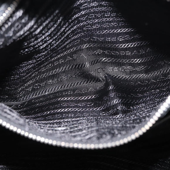 PRADA Tote Bag Safiano leather Black Silver Auth am9247