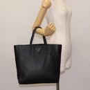 PRADA Tote Bag Safiano leather Black Silver Auth am9247-21