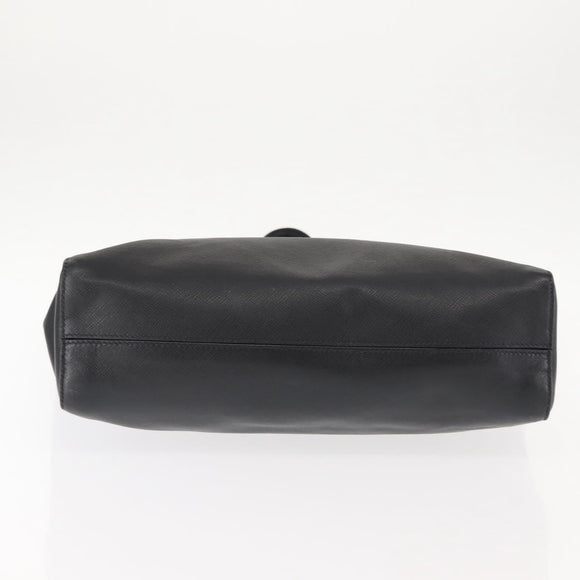 PRADA Tote Bag Safiano leather Black Silver Auth am9247