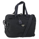 PRADA Boston Bag Nylon 2way Black Silver Auth am9248-1