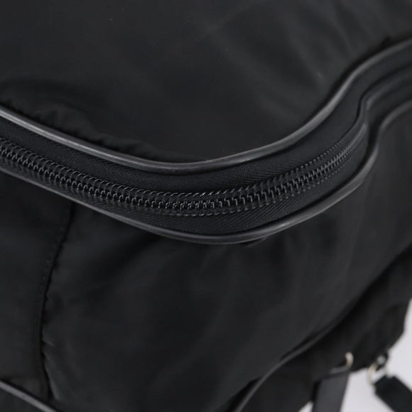 PRADA Boston Bag Nylon 2way Black Silver Auth am9248
