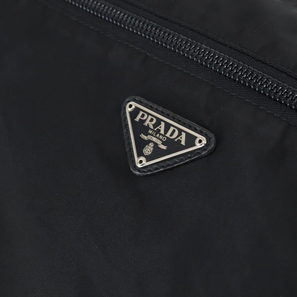 PRADA Boston Bag Nylon 2way Black Silver Auth am9248
