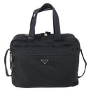 PRADA Boston Bag Nylon 2way Black Silver Auth am9248-2