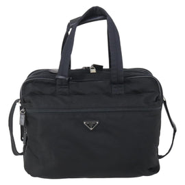PRADA Boston Bag Nylon 2way Black Silver Auth am9248 - 0