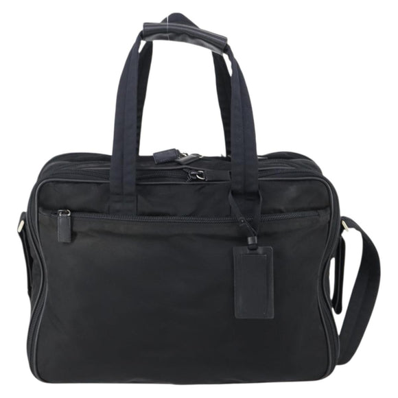 PRADA Boston Bag Nylon 2way Black Silver Auth am9248