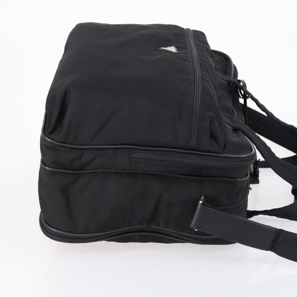 PRADA Boston Bag Nylon 2way Black Silver Auth am9248
