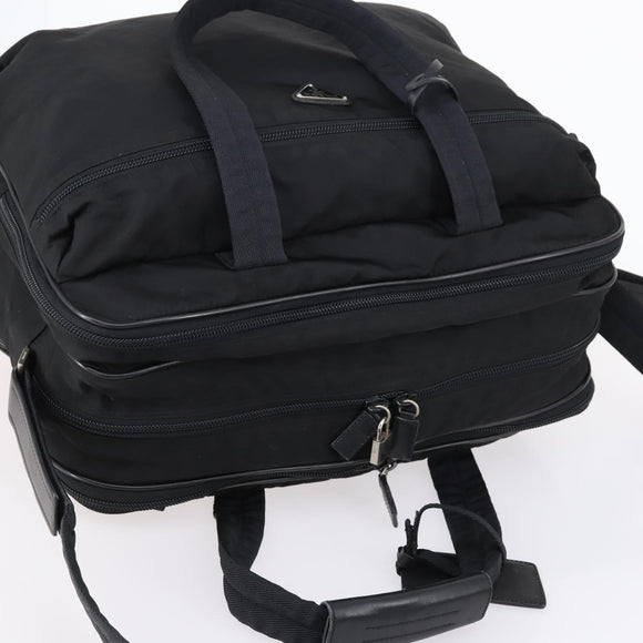 PRADA Boston Bag Nylon 2way Black Silver Auth am9248