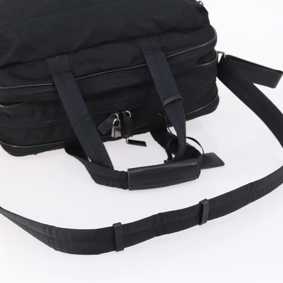 PRADA Boston Bag Nylon 2way Black Silver Auth am9248