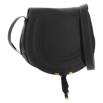 Chloe Mercy Shoulder Bag Leather Black Gold Auth am9250V