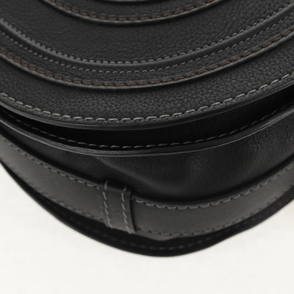 Chloe Mercy Shoulder Bag Leather Black Gold Auth am9250V