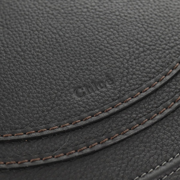 Chloe Mercy Shoulder Bag Leather Black Gold Auth am9250V