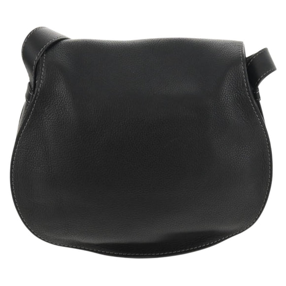 Chloe Mercy Shoulder Bag Leather Black Gold Auth am9250V