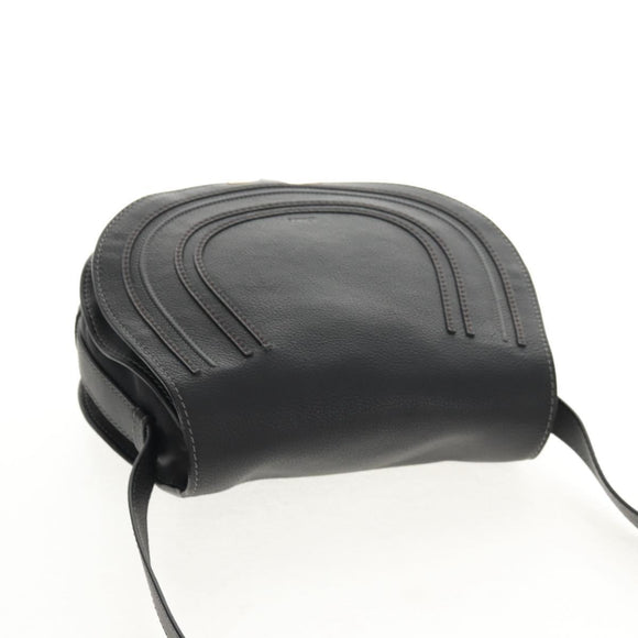 Chloe Mercy Shoulder Bag Leather Black Gold Auth am9250V