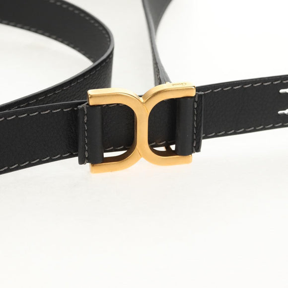 Chloe Mercy Shoulder Bag Leather Black Gold Auth am9250V