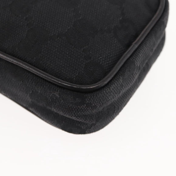 GUCCI GG Canvas Pouch Black Silver 74245 Auth am9252