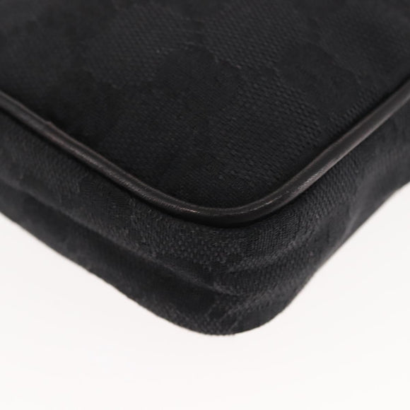 GUCCI GG Canvas Pouch Black Silver 74245 Auth am9252