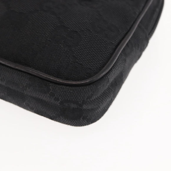 GUCCI GG Canvas Pouch Black Silver 74245 Auth am9252