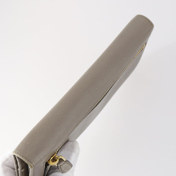 PRADA Wallet Leather Nylon 3 Set Gray Black Auth am9255