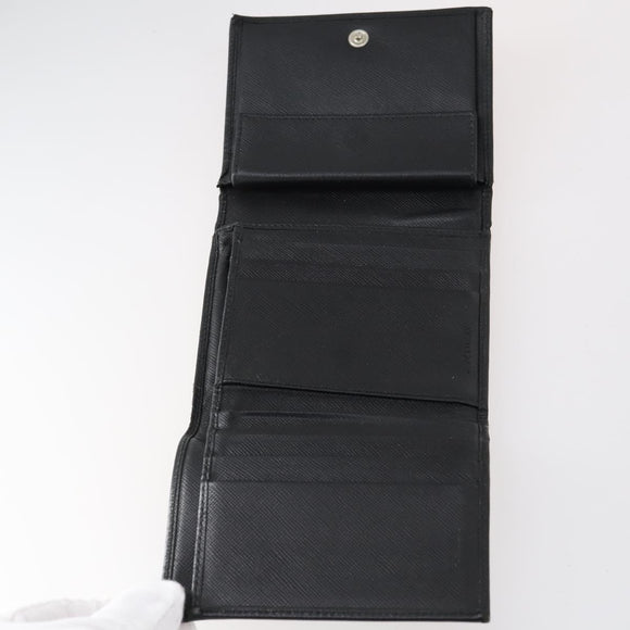 PRADA Wallet Leather Nylon 3 Set Gray Black Auth am9255