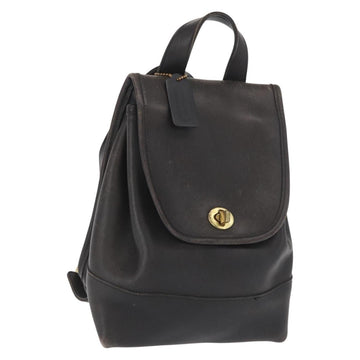 Coach Backpack Leather Black Gold Auth am9257