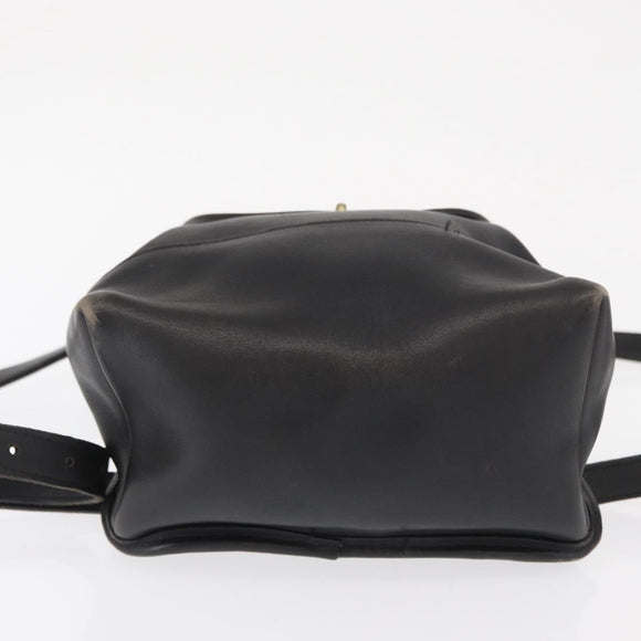 Coach Backpack Leather Black Gold Auth am9257