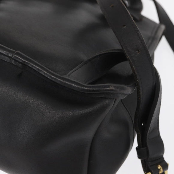 Coach Backpack Leather Black Gold Auth am9257
