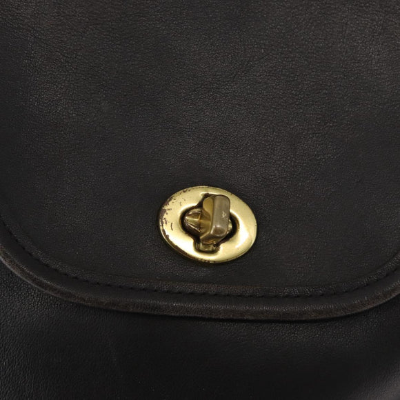 Coach Backpack Leather Black Gold Auth am9257