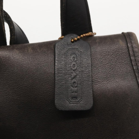 Coach Backpack Leather Black Gold Auth am9257