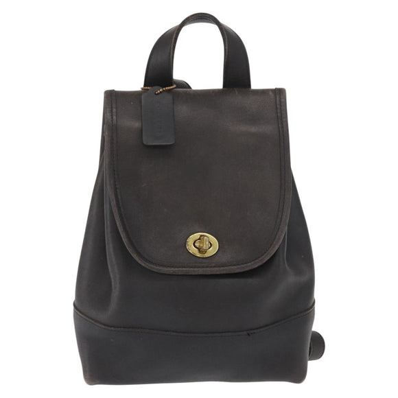 Coach Backpack Leather Black Gold Auth am9257