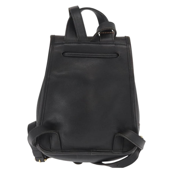 Coach Backpack Leather Black Gold Auth am9257