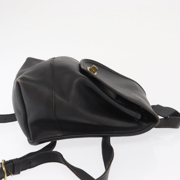 Coach Backpack Leather Black Gold Auth am9257
