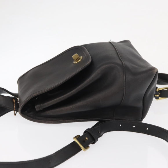 Coach Backpack Leather Black Gold Auth am9257