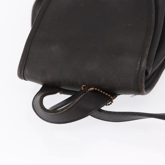 Coach Backpack Leather Black Gold Auth am9257