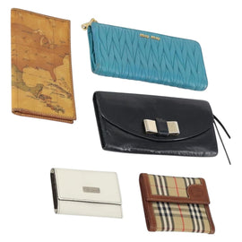 Berluti Burberry Chloe Miu Miu Wallet Leather 5 Set Black Brown Auth am9261