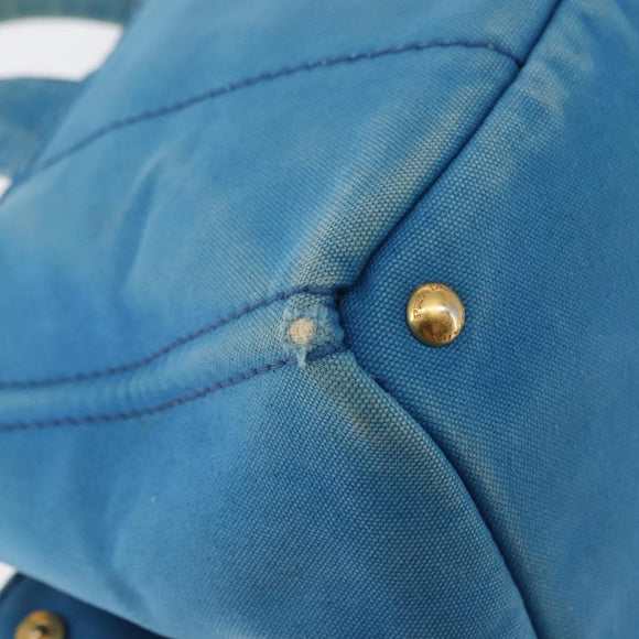PRADA Canapa GM Hand Bag Canvas Blue Gold Auth am9265