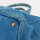 PRADA Canapa GM Hand Bag Canvas Blue Gold Auth am9265-16