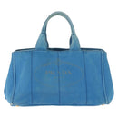 PRADA Canapa GM Hand Bag Canvas Blue Gold Auth am9265-13