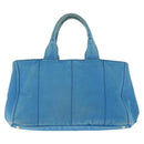 PRADA Canapa GM Hand Bag Canvas Blue Gold Auth am9265-2