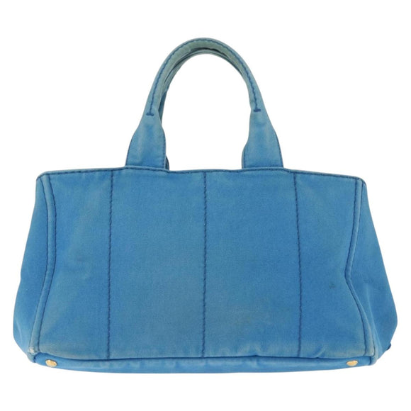 PRADA Canapa GM Hand Bag Canvas Blue Gold Auth am9265
