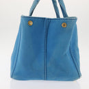 PRADA Canapa GM Hand Bag Canvas Blue Gold Auth am9265-3