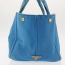 PRADA Canapa GM Hand Bag Canvas Blue Gold Auth am9265-4