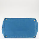 PRADA Canapa GM Hand Bag Canvas Blue Gold Auth am9265-5