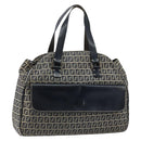 FENDI Zucchino Canvas Hand Bag Navy Silver Auth am9266-1
