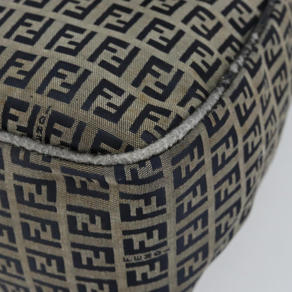 FENDI Zucchino Canvas Hand Bag Navy Silver Auth am9266