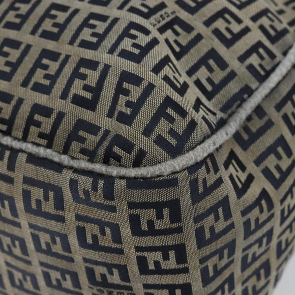 FENDI Zucchino Canvas Hand Bag Navy Silver Auth am9266