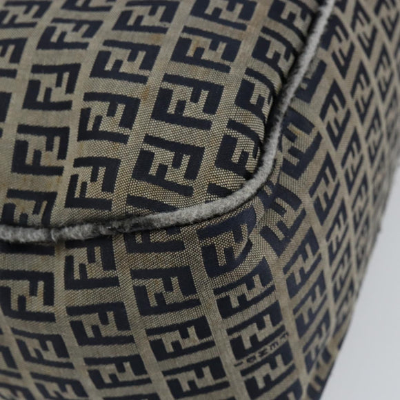 FENDI Zucchino Canvas Hand Bag Navy Silver Auth am9266