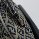 FENDI Zucchino Canvas Hand Bag Navy Silver Auth am9266-9