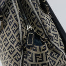 FENDI Zucchino Canvas Hand Bag Navy Silver Auth am9266-10