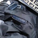 FENDI Zucchino Canvas Hand Bag Navy Silver Auth am9266-12