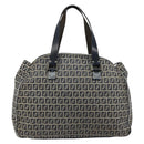 FENDI Zucchino Canvas Hand Bag Navy Silver Auth am9266-2